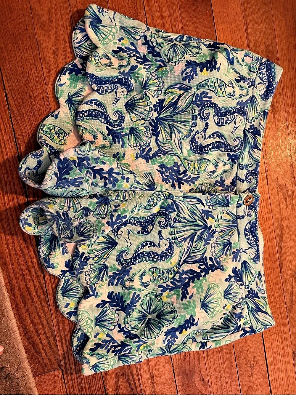Lilly Pulitzer Floral Short Sleeve Top Green & Blue Size 14